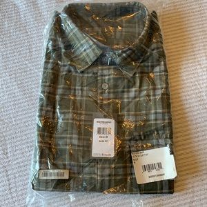 John Varvatos button-up shirt, size M, green check